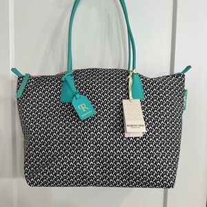 Robertina Large Black & Teal Nylon Tote